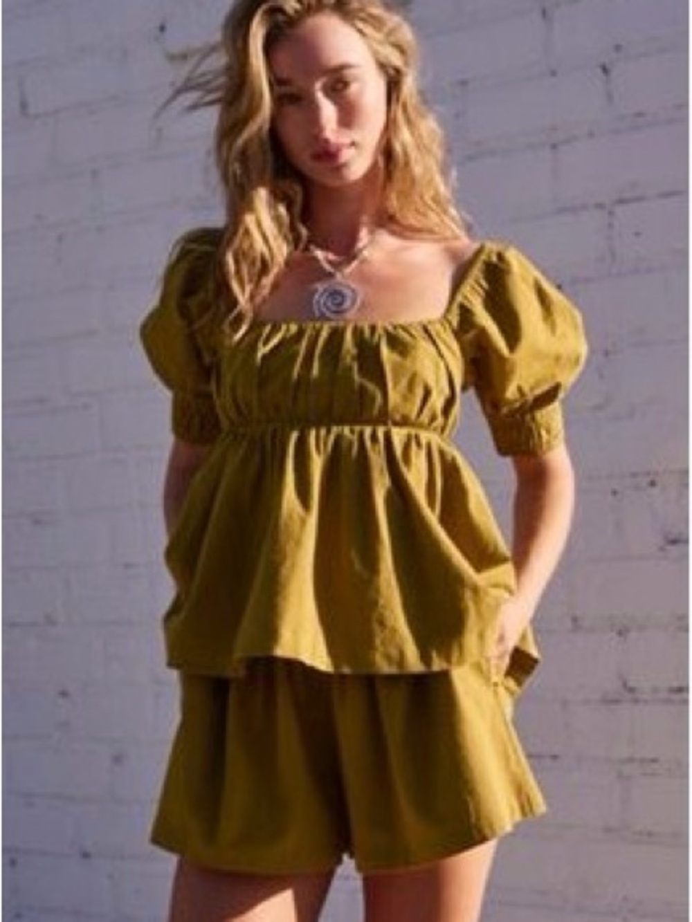 Free People Donnie Short Co-Ord Set | XL | Avocado